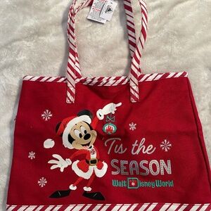 NWT DISNEYWORLD HOLIDAY TOTE BAG ZIP TOP